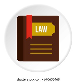 Book of law icon in flat circle isolated vector illustration for web