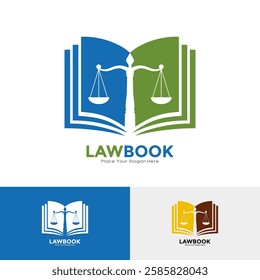 Book law logo vector design. Scales and bookstore symbol or icon. Suitable for business, education, law firm and attorney