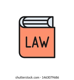 Book with laws, constitution flat color icon.
