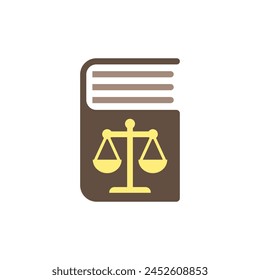 Book of laws icon with scales of justice. Vector on a white background.