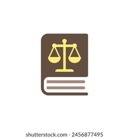 Book of laws icon with scales of justice. Vector on a white background.