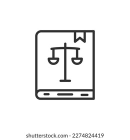 Book of laws, linear icon. Code of law. Line with editable stroke
