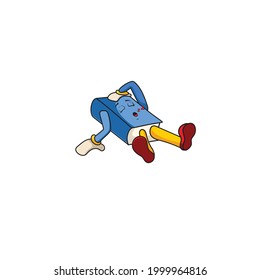 book lazy emoji, sleeping emoji  characters for kids and school books.  books illustration