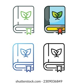 Book leaf icon design in four variation color