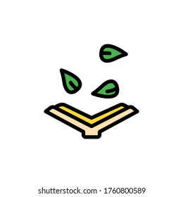 Icono de hoja de libro. Color simple con elementos de vector de contorno de iconos de planta curadora para ui y ux, sitio web o aplicación móvil