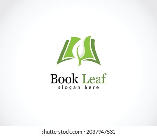 book leaf logo creative nature design concept education