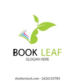 book leaf logo design suitable for education symbol