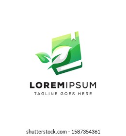 book leaf logo design vector template