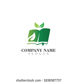 Book with Leaf Logo inspiration Template business Design illustration