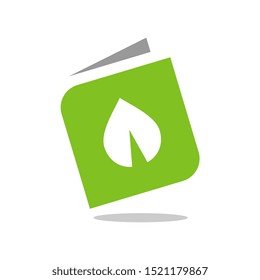 Book and Leaf Logo Template, Eco Book Symbol, Nature Book Vector Icon Design