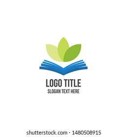 book with leaf minimal logo concept for business company. botany garden illustration