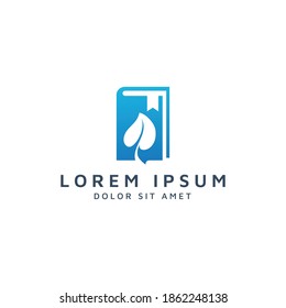 book and leaf negative space logo design