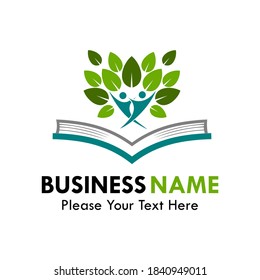 Book, leaf and people logo template illustration. suitable for education