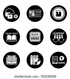 book learning concept round icons