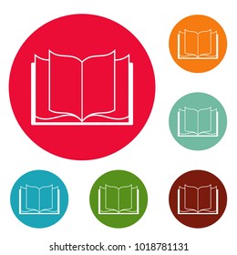 Book learning icons circle set vector isolated on white background