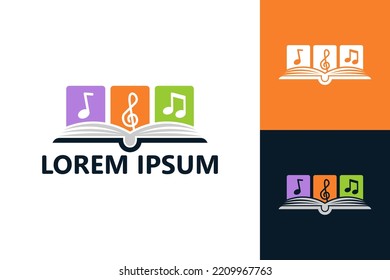 Diseño vectorial del logotipo de la música de aprendizaje de libros