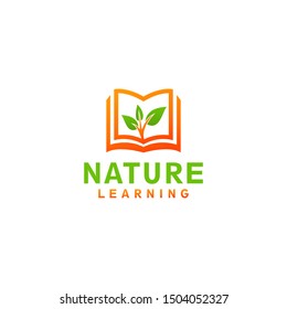 Book Learning Nature Logo Design Concept