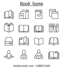 Book Learning, Reading & education icon set in thin line style