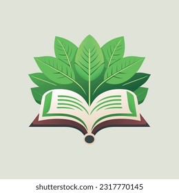 Book with leaves. Vector illustration