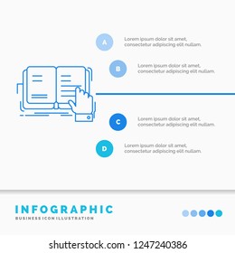 book, lesson, study, literature, reading Infographics Template for Website and Presentation. Line Blue icon infographic style vector illustration