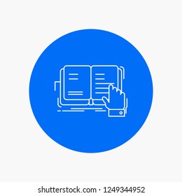 book, lesson, study, literature, reading White Line Icon in Circle background. vector icon illustration