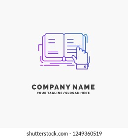 book, lesson, study, literature, reading Purple Business Logo Template. Place for Tagline