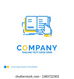 book, lesson, study, literature, reading Blue Yellow Business Logo template. Creative Design Template Place for Tagline.