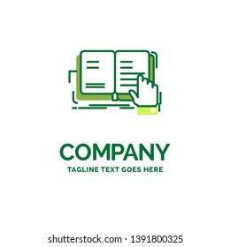 book, lesson, study, literature, reading Flat Business Logo template. Creative Green Brand Name Design.