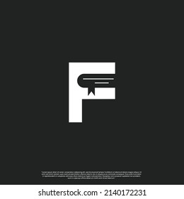 book with letter f logo design on isolated background