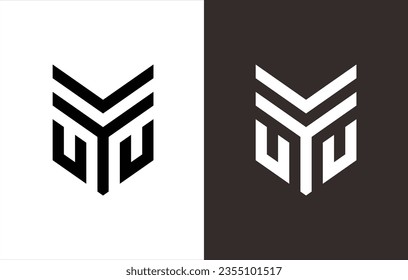 BOOK LETTER MONOGRAM MONOGRAM LOGO WHICH SHAPES THE LETTER "Y" AND "U", A LOGO SUITABLE FOR YOUR BRAND
