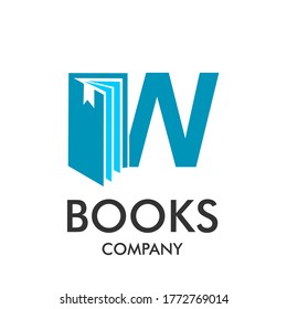ilustración de plantilla de diseño de logotipo book y letter w. adecuado para educación, app, móvil, multimedia, marca, collage, estudiante, tecnología. este es el tipo de letra w