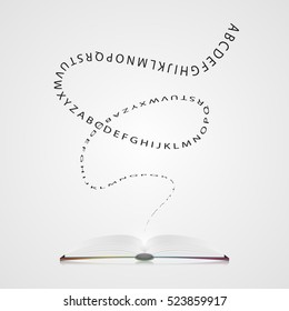 Book with letters. Education concept. Vector illustration