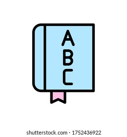Book, letters icon. Simple color with outline vector elements of kindergarten icons for ui and ux, website or mobile application