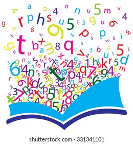 Book with letters and numbers