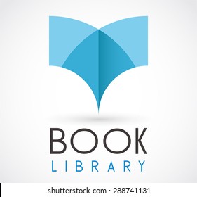 Book library 3D read logo element education vector design symbol shape icon template business store or shop company