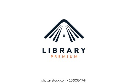 book library with home house  roof modern logo vector icon illustration design