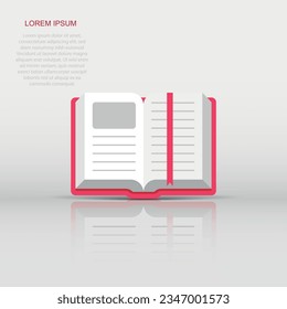 Book library icon in flat style. Encyclopedia vector illustration background. Dictionary sign business concept.