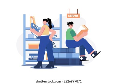 Book Library Illustration concept. A flat illustration isolated on white background