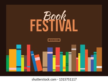 book in library illustration creative flat design