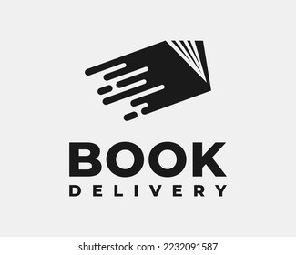 Book Library Literature Bookstore Dictionary Journal Delivery Motion Fast Dynamic Vector Logo Design