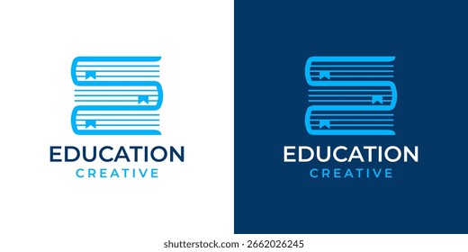 Tienda de Biblioteca de libros Tienda Diseño de logotipos Plantilla de Vector. Vector de diseño de logotipo de Biblioteca de libro de Educación letra E. Vector de diseño de logotipos Plantilla de libro, Educación, Biblioteca, escuela, creativo. 1.