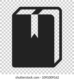 Book library vector icon in flat style. Education symbol illustration on isolated transparent background. Book business concept.