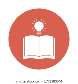 diseño de iconos de estilo de bloques de lámparas y libros, literatura educativa y tema de lectura Ilustración vectorial