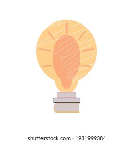 bombilla de libro creatividad imaginación ilustración vector ilustración caricatura estilo aislado