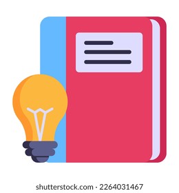Book and light bulb denoting concept of discover idea 