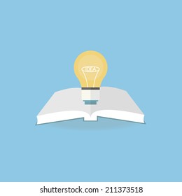 Book with light bulb, flat design, EPS10