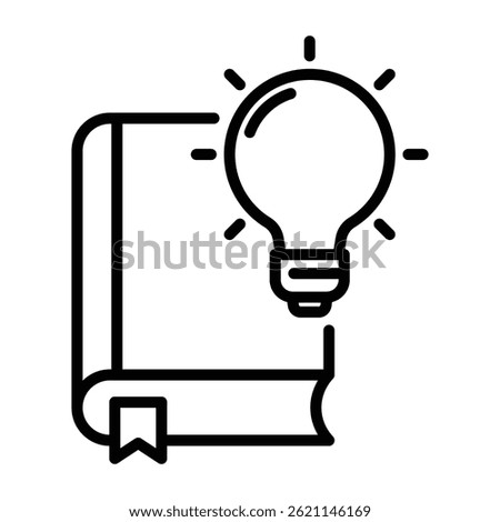 Book and light bulb icon for creative knowledge and education	
