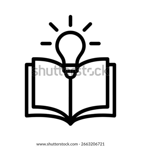 Book and Light Bulb Icon Knowledge Learning Education Idea Concept Symbol