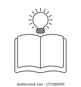 book and light bulb line style icon design, Education literature and read theme Vector illustration