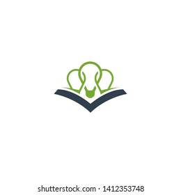 Book with light bulb logo template